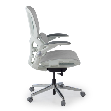 cadeira ergonomica branco cinzento erghos one sem apoio de cabeca malha mesh bracos regulaveis 3d apoio lombar duplo 3