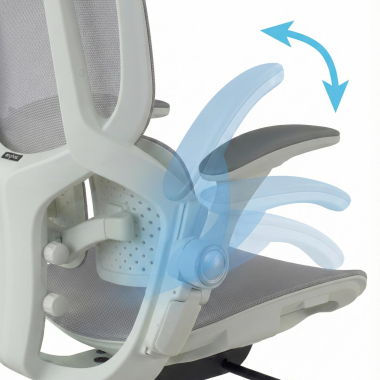 cadeira ergonomica branco cinzento erghos one sem apoio de cabeca malha mesh bracos regulaveis 3d apoio lombar duplo 5