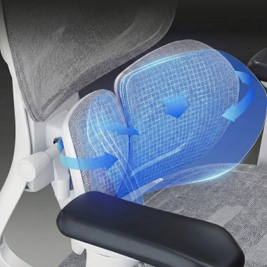 cadeira ergonomica branco cinzento erghos one sem apoio de cabeca malha mesh bracos regulaveis 3d apoio lombar duplo 7