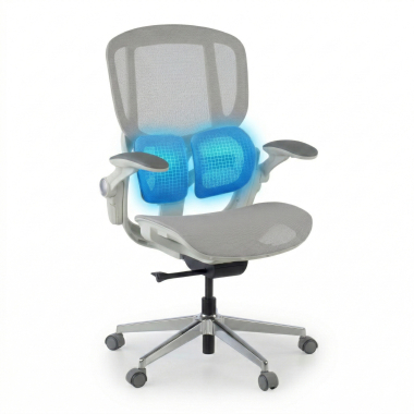 cadeira ergonomica branco cinzento erghos one sem apoio de cabeca malha mesh bracos regulaveis 3d apoio lombar duplo 6