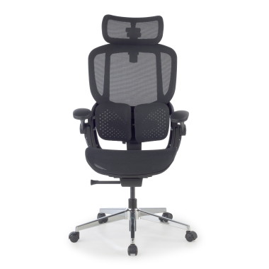cadeira ergonomica preto erghos one com apoio de cabeca malha mesh bracos regulaveis 3d apoio lombar duplo apoio de cabeca 5