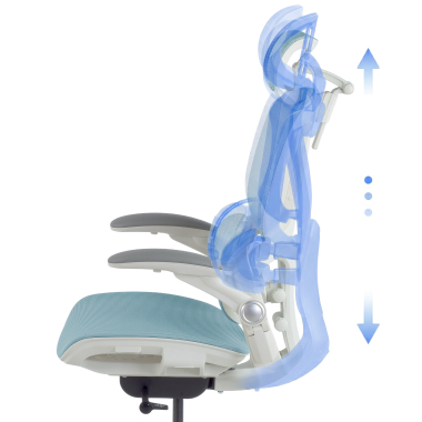 cadeira ergonomica branco azul erghos one com apoio de cabeca malha mesh bracos regulaveis 3d apoio lombar duplo apoio de cabeca 9