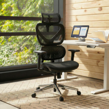 cadeira ergonomica preto erghos air tecido bracos regulaveis 3d apoio lombar apoio de cabeca 2