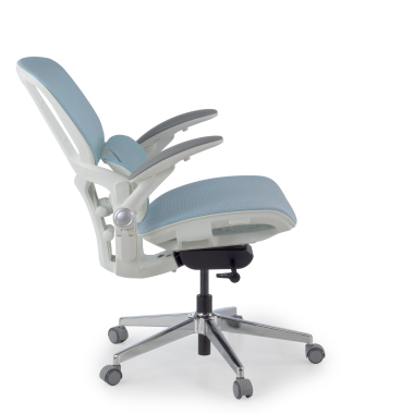 cadeira ergonomica branco azul erghos one sem apoio de cabeca malha mesh bracos regulaveis 3d apoio lombar duplo 4