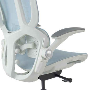 cadeira ergonomica branco azul erghos one sem apoio de cabeca malha mesh bracos regulaveis 3d apoio lombar duplo 14