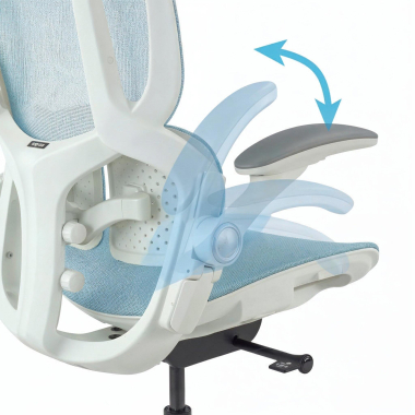 cadeira ergonomica branco azul erghos one sem apoio de cabeca malha mesh bracos regulaveis 3d apoio lombar duplo 5