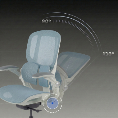 cadeira ergonomica branco azul erghos one sem apoio de cabeca malha mesh bracos regulaveis 3d apoio lombar duplo 9