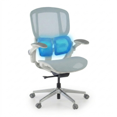 cadeira ergonomica branco azul erghos one sem apoio de cabeca malha mesh bracos regulaveis 3d apoio lombar duplo 6