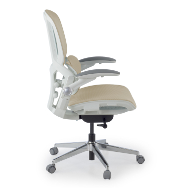 cadeira ergonomica bege erghos one sem apoio de cabeca malha mesh bracos regulaveis 3d apoio lombar duplo 3