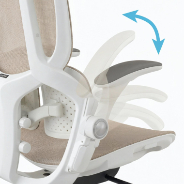 cadeira ergonomica bege erghos one sem apoio de cabeca malha mesh bracos regulaveis 3d apoio lombar duplo 5