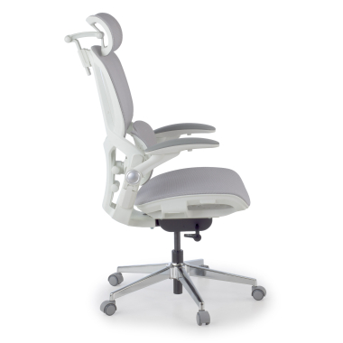 cadeira ergonomica branco cinzento erghos one com apoio de cabeca malha mesh bracos regulaveis 3d apoio lombar duplo apoio de cabeca 3