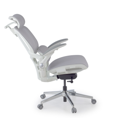cadeira ergonomica branco cinzento erghos one com apoio de cabeca malha mesh bracos regulaveis 3d apoio lombar duplo apoio de cabeca 4