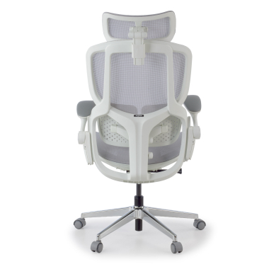 cadeira ergonomica branco cinzento erghos one com apoio de cabeca malha mesh bracos regulaveis 3d apoio lombar duplo apoio de cabeca 12