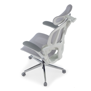 cadeira ergonomica branco cinzento erghos one com apoio de cabeca malha mesh bracos regulaveis 3d apoio lombar duplo apoio de cabeca 13