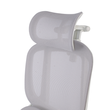 cadeira ergonomica branco cinzento erghos one com apoio de cabeca malha mesh bracos regulaveis 3d apoio lombar duplo apoio de cabeca 15
