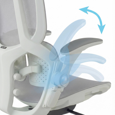 cadeira ergonomica branco cinzento erghos one com apoio de cabeca malha mesh bracos regulaveis 3d apoio lombar duplo apoio de cabeca 6