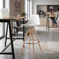 Banco alto Norway com pés de madeira, design escandinavo