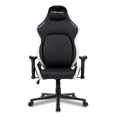 cadeira gaming branco preto vanguard pele sintetica bracos moveis almofada de apoio de cabeca apoio de cabeca 3
