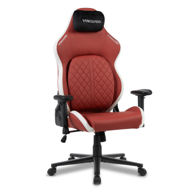 cadeira gaming branco vermelho vanguard pele sintetica bracos moveis almofada de apoio de cabeca apoio de cabeca 1