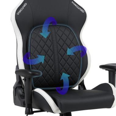 cadeira gaming branco preto vanguard pele sintetica bracos moveis almofada de apoio de cabeca apoio de cabeca 8