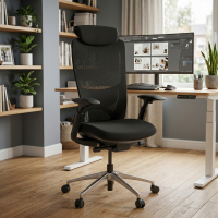 Cadeira de escritório ergonómica Gemini, apoios de braços 4D e apoio lombar