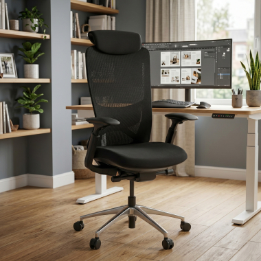 cadeira ergonomica preto gemini tecido bracos regulaveis 4d 2