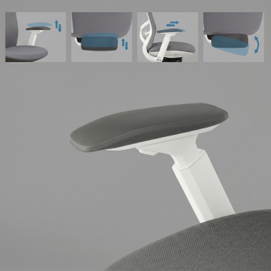 cadeira ergonomica cinza gemini tecido bracos regulaveis 4d 7