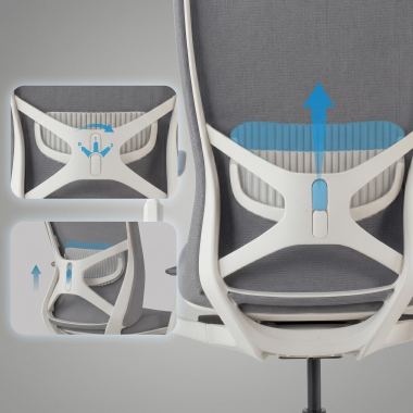 cadeira ergonomica cinza gemini tecido bracos regulaveis 4d 6