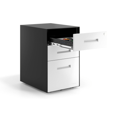 bloco de gavetas branco estrutura negra metal 4
