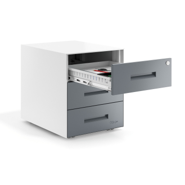 bloco de gavetas antracite estrutura branca metal 4