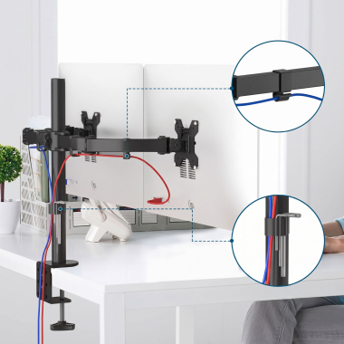 suporte para monitor preto 2 ecras 4
