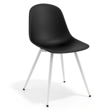 cadeira sala de espera branca preto 4 patas plastico sem bracos 1