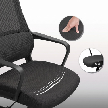 cadeira home office preto venus malha mesh bracos fixos apoio lombar apoio de cabeca 9