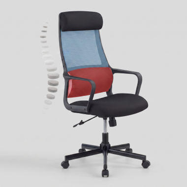 cadeira home office preto venus malha mesh bracos fixos apoio lombar apoio de cabeca 5