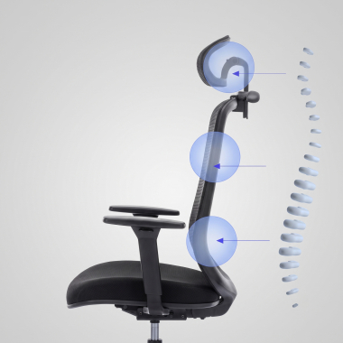 cadeira home office preto task malha mesh bracos regulaveis 1d apoio lombar apoio de cabeca 6