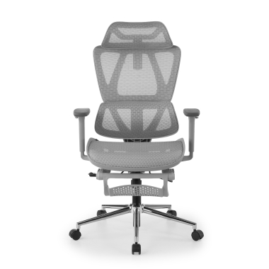 cadeira de escritorio branco cinzento sion malha mesh bracos moveis apoio de cabeca apoio de pes extensivel 3