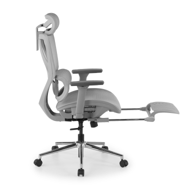 cadeira de escritorio branco cinzento sion malha mesh bracos moveis apoio de cabeca apoio de pes extensivel 4