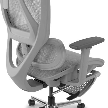 cadeira de escritorio branco cinzento sion malha mesh bracos moveis apoio de cabeca apoio de pes extensivel 6