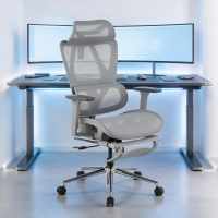 Cadeira de escritório ergonómica Sion com apoio para os pés retrátil