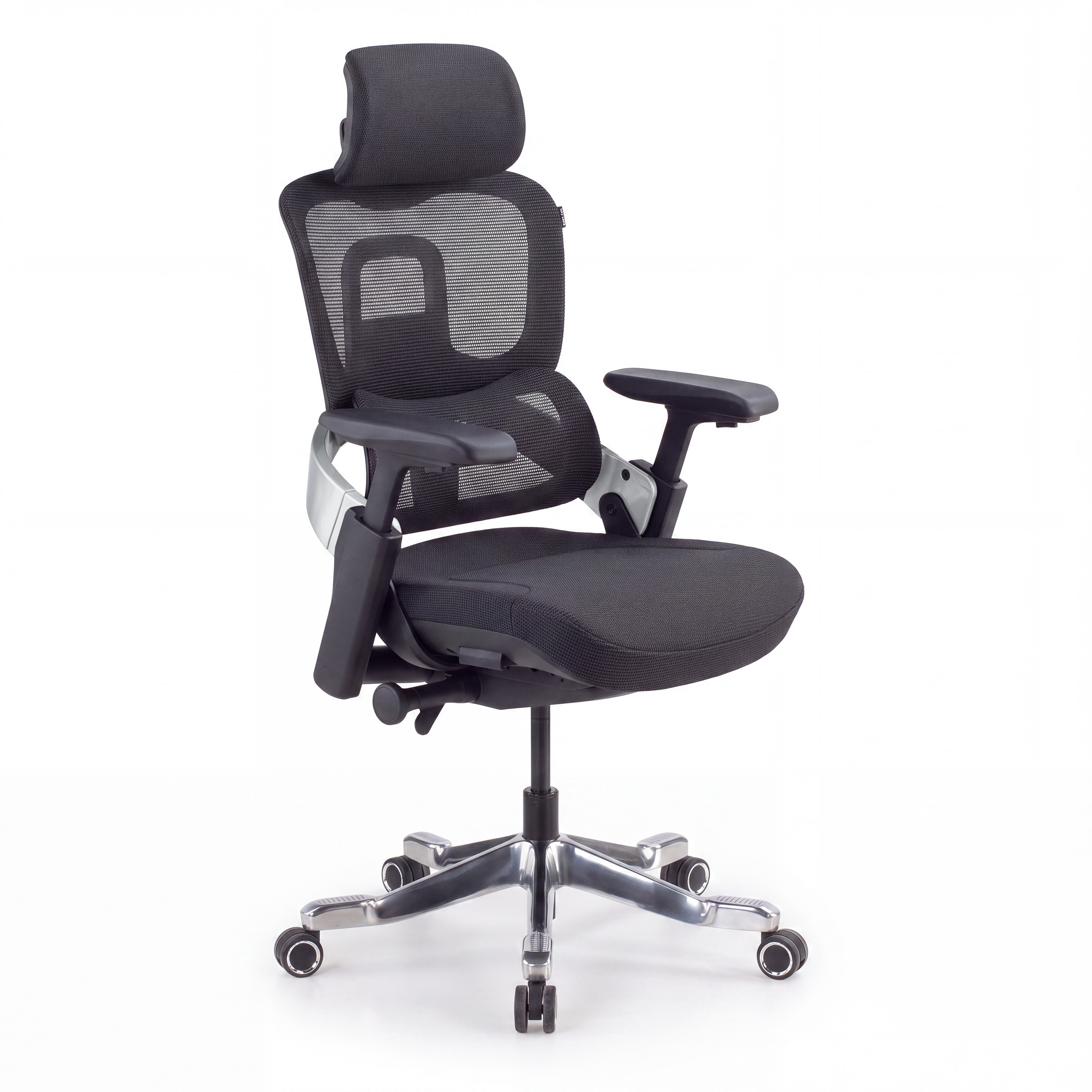 Cadeira ergonómica ortopédica ZenPro, encosto duplo, estrutura em alumínio