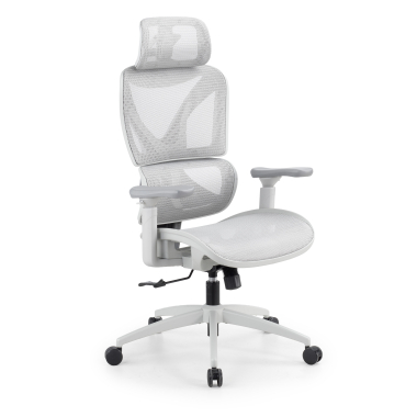 cadeira ergonomica branco cinzento velstrom malha mesh bracos regulaveis 3d apoio lombar duplo apoio de cabeca 1