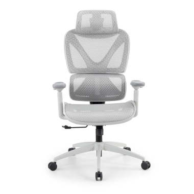 cadeira ergonomica branco cinzento velstrom malha mesh bracos regulaveis 3d apoio lombar duplo apoio de cabeca 3