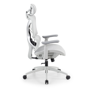 cadeira ergonomica branco cinzento velstrom malha mesh bracos regulaveis 3d apoio lombar duplo apoio de cabeca 4