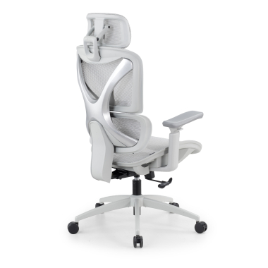 cadeira ergonomica branco cinzento velstrom malha mesh bracos regulaveis 3d apoio lombar duplo apoio de cabeca 6
