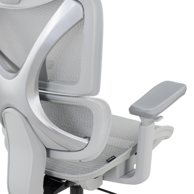 cadeira ergonomica branco cinzento velstrom malha mesh bracos regulaveis 3d apoio lombar duplo apoio de cabeca 5