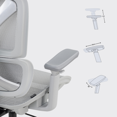 cadeira ergonomica branco cinzento velstrom malha mesh bracos regulaveis 3d apoio lombar duplo apoio de cabeca 12