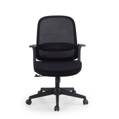 cadeira giratoria preto encosto em rede malha mesh bracos fixos 3