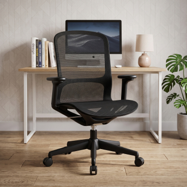 cadeira de design preto muse malha mesh bracos regulaveis 3d 2
