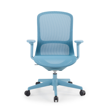 cadeira de design azul muse malha mesh bracos regulaveis 3d 3
