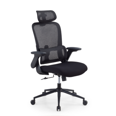 cadeira ergonomica preto dexter malha mesh bracos rebativeis apoio lombar apoio de cabeca 1